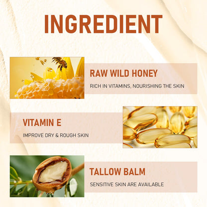 Tallow and Honey Balm, Premium Beef Tallow and Wild Honey, Balm for Skin Hydration, Grass-Fed Beef Tallow & Raw Wild Honey Balm, Tallow Balm for Skin Hydration, Tallow Face Moisturizer (2Pcs)